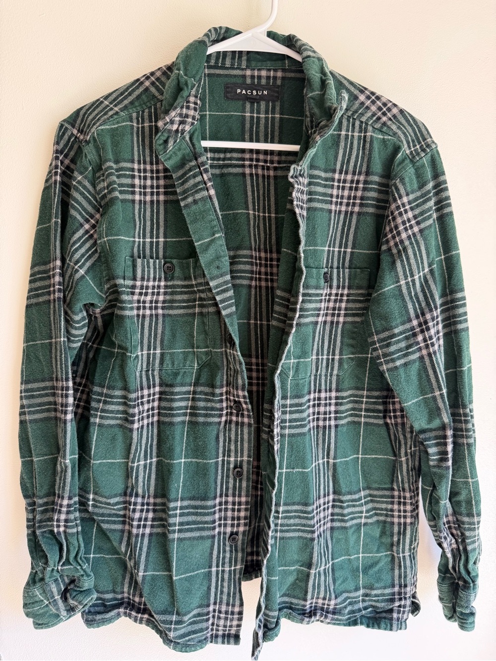 PacSun Dark Green and Black Plaid Shirt